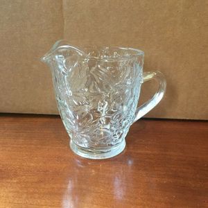 Vintage Small Glass Pitcher Floral Design